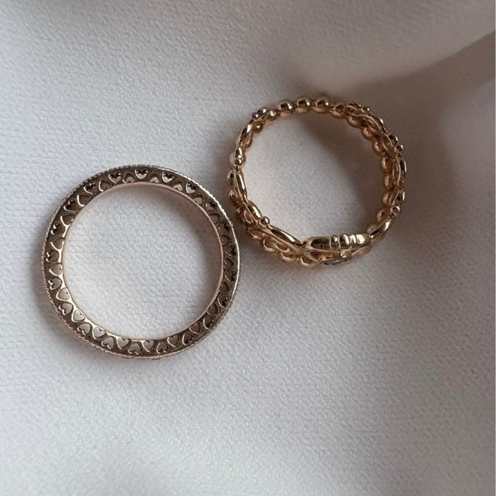 Pandora rose gold ring set